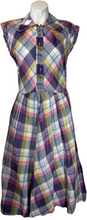 Load image into Gallery viewer, 1940's Pastel Plaid Day Dress Size S