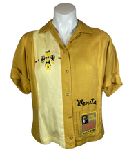 Load image into Gallery viewer, 1961 Mustard Rayon Ladies Bowling Shirt Size S/M
