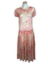 Load image into Gallery viewer, 1920's Floral Chiffon Dress Size S