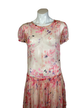 Load image into Gallery viewer, 1920's Floral Chiffon Dress Size S