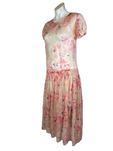 Load image into Gallery viewer, 1920's Floral Chiffon Dress Size S