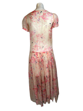 Load image into Gallery viewer, 1920's Floral Chiffon Dress Size S