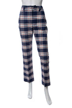 Load image into Gallery viewer, 1970&#39;s Navy Plaid Cigarette Pants Size 26
