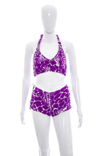 Load image into Gallery viewer, 1970's Purple and White Printed Bikini Size XS/S
