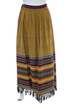 Load image into Gallery viewer, 1970's Alycia Jeanne Wood Brown Embroidered Hippie Skirt Size S