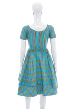 Load image into Gallery viewer, 1950's Candy Jones Blue Plaid Day Dress Size XS