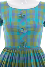Load image into Gallery viewer, 1950's Candy Jones Blue Plaid Day Dress Size XS