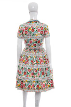 Load image into Gallery viewer, 1950's Miss Serbin White and Multicolor Floral Print Sun Dress Duo Size S