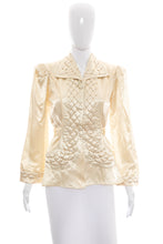 Load image into Gallery viewer, 1940's Champagne Satin Quilted Bed Jacket Size M