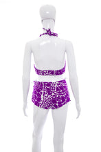 Load image into Gallery viewer, 1970's Purple and White Printed Bikini Size XS/S