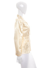 Load image into Gallery viewer, 1940's Champagne Satin Quilted Bed Jacket Size M