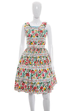 Load image into Gallery viewer, 1950's Miss Serbin White and Multicolor Floral Print Sun Dress Duo Size S