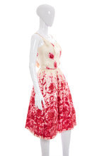 Load image into Gallery viewer, 1950's Ivory and Pink Printed Party Dress Size S