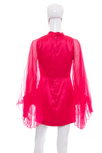 Load image into Gallery viewer, 1960's Claralura Pink Chiffon Angel Sleeves Mini Dress Size S