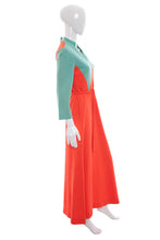 Load image into Gallery viewer, 1960's Addie Masters for Bergdorf Goodman Orange and Aqua Maxi Dress Size M/L