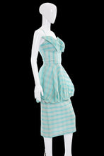 Load image into Gallery viewer, 1950s Lilli Diamond Aqua Plaid Peplum Cocktail Dress – Size S