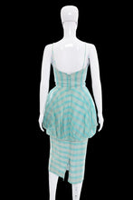 Load image into Gallery viewer, 1950s Lilli Diamond Aqua Plaid Peplum Cocktail Dress – Size S