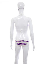 Load image into Gallery viewer, 1970's Purple and White Crocheted Bikini Size XS