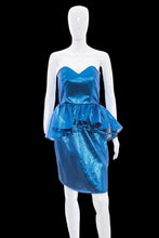 Load image into Gallery viewer, 1980s Expozed Blue Metallic Party Dress – Size XS