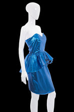 Load image into Gallery viewer, 1980s Expozed Blue Metallic Party Dress – Size XS