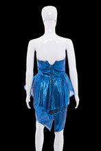 Load image into Gallery viewer, 1980s Expozed Blue Metallic Party Dress – Size XS