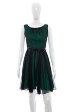 Load image into Gallery viewer, 1960's Green and Black Chiffon Party Dress Size XS