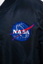 Load image into Gallery viewer, 1990&#39;s Navy NASA Patch Detail Bomber Jacket Size XL
