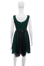Load image into Gallery viewer, 1960's Green and Black Chiffon Party Dress Size XS