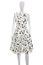 Load image into Gallery viewer, 1950's White and Black Polka Dot Party Dress Size M