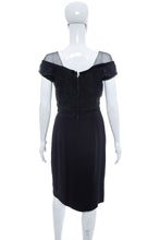 Load image into Gallery viewer, 1950's Peggy Hunt Black Lace Detail Cocktail Dress Size M
