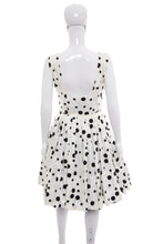 Load image into Gallery viewer, 1950's White and Black Polka Dot Party Dress Size M