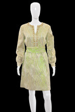 Load image into Gallery viewer, 1960s Leslie Fay Green & Gold Lamé Party Dress – Size M