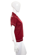 Load image into Gallery viewer, 1950's Hilton Maroon Bowling Shirt Size S/M