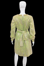 Load image into Gallery viewer, 1960s Leslie Fay Green & Gold Lamé Party Dress – Size M