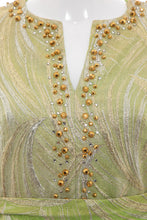 Load image into Gallery viewer, 1960's Leslie Fay Apple Green and Metallic Gold Lamé Party Dress Size M