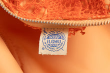 Load image into Gallery viewer, 1970's Tangerine Chiffon and Lace Gown Size M