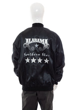 Load image into Gallery viewer, 1980's Alabama Black Satin and White Graphic Jacket Size XL