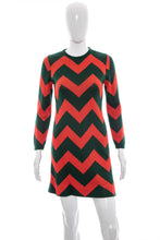 Load image into Gallery viewer, 1960's Silverworm Red and Green Chevron Dress Size S