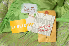 Load image into Gallery viewer, 1960's Leslie Fay Apple Green and Metallic Gold Lamé Party Dress Size M