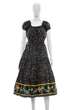 Load image into Gallery viewer, 1950's Rare Black and Multicolor Novelty Circus Print Dress Size M/L