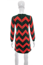 Load image into Gallery viewer, 1960's Silverworm Red and Green Chevron Dress Size S