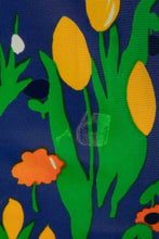 Load image into Gallery viewer, 1970's Herman Geist Blue and Floral Print Dress Size S