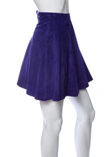 Load image into Gallery viewer, 1990's Tannery West Purple Leather A-Line Mini Skirt Size XS