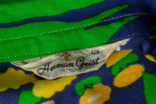 Load image into Gallery viewer, 1970's Herman Geist Blue and Floral Print Dress Size S