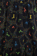 Load image into Gallery viewer, 1950's Rare Black and Multicolor Novelty Circus Print Dress Size M/L