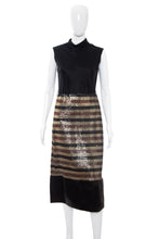Load image into Gallery viewer, 1960's Black Satin and Sequins Detail Cocktail Dress Size S/M