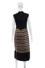 Load image into Gallery viewer, 1960's Black Satin and Sequins Detail Cocktail Dress Size S/M