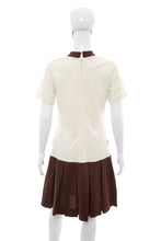 Load image into Gallery viewer, 1970's White and Brown Mod Dress Size M