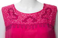 Load image into Gallery viewer, 1960&#39;s Pink Maxi Chiffon Bead and Sequin Detail Sleeveless Dress Size M
