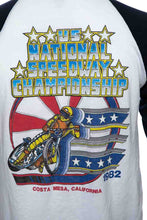 Load image into Gallery viewer, 1980&#39;s White and Black Graphic Print Speedway Championship T-Shirt Size M
